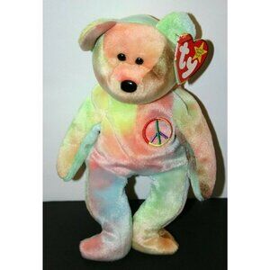 TY Beanie Baby Peace Bear 1996 rare multiple errors excellent tye dye 4053